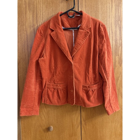 VTG Field Gear Corduroy Blazer Wm XL Burnt Orange Rust Utility Jacket Fall - Picture 1 of 12